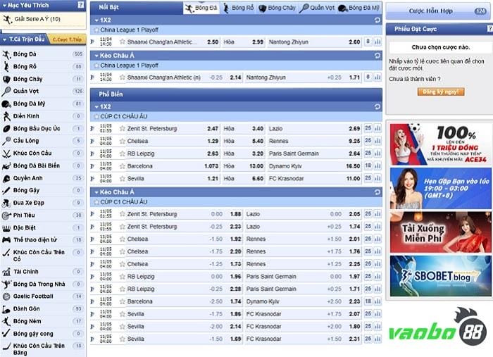 Cá cược thể thao sbobet