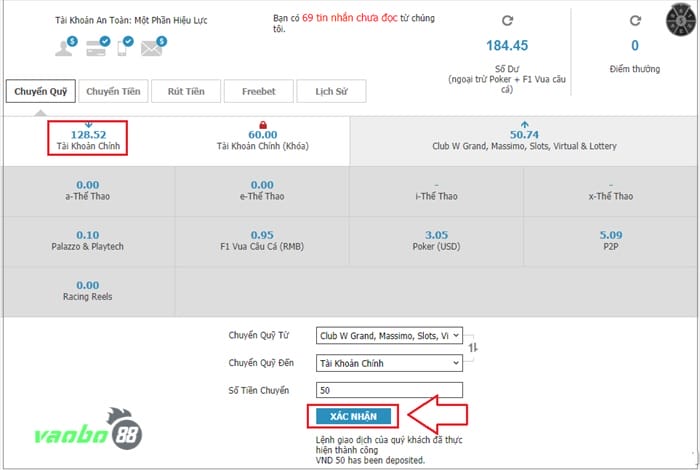 Cách rút tiền w88