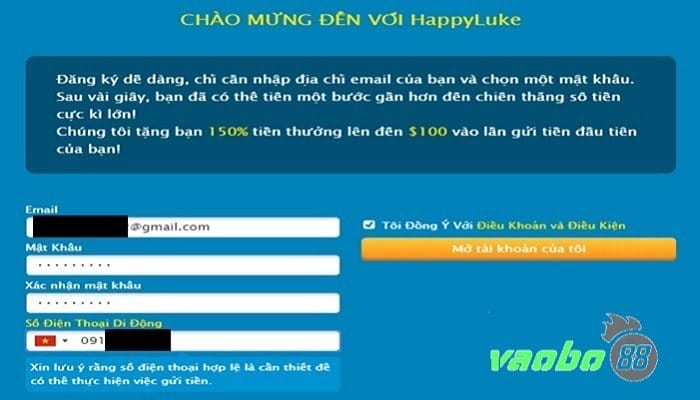 Đăng ký tài khoản happyluke