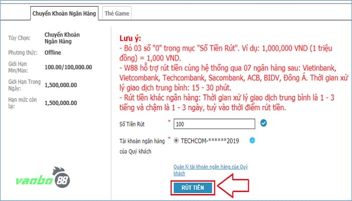 Rút tiền nhà cái w88