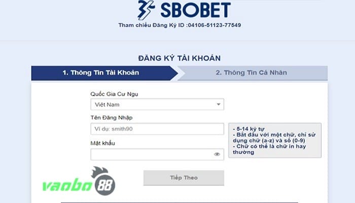 Tạo thành viên sbobet