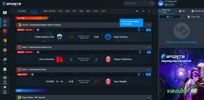 trải nghiệm cược esport tại nhà cái bong88