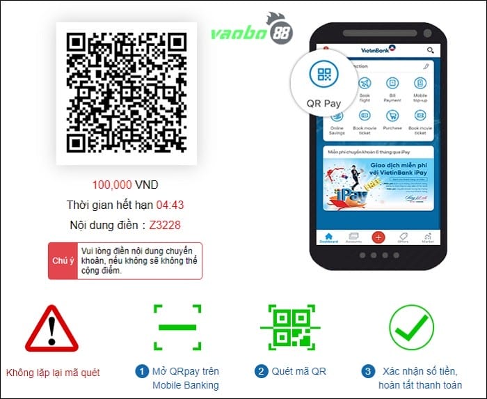 Gửi tiền sbobet qr pay