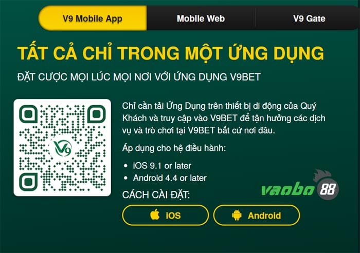 hướng dẫn cài đặt v9bet trên điện thoại