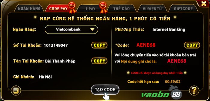 hướng dẫn nạp tiền fa88 1 phút