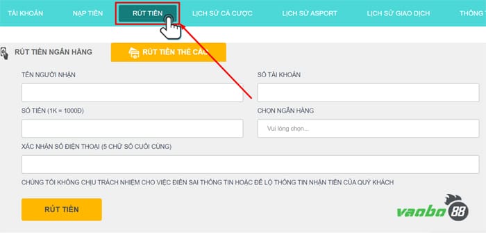 hướng dẫn rút tiền five88