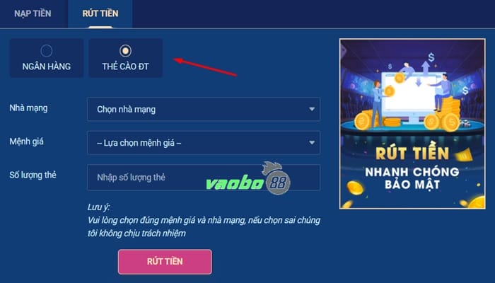 Rút tiền one88 thẻ cào