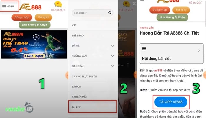 Tải app ae888 Android