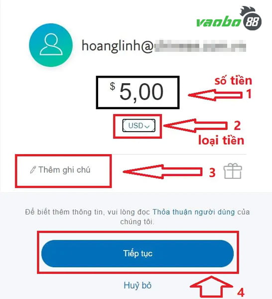 cách gửi tiền paypal
