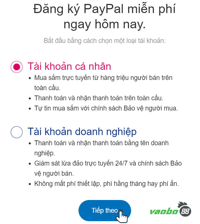 tạo tài khoản paypal nhanh